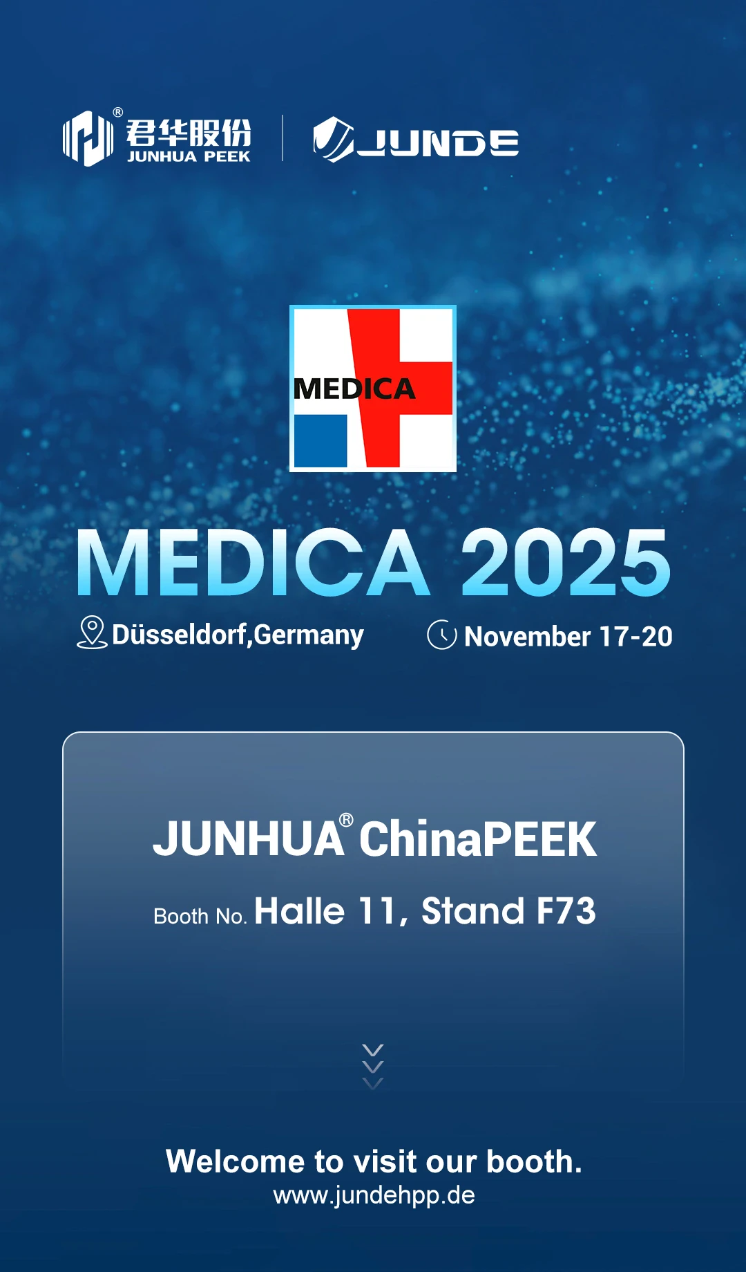 Besuchen Sie JunDe auf der MEDICA 2025 – Halle 11, Stand F73! - JunDe Besuchen Sie JunDe auf der MEDICA 2025 – Halle 11, Stand F73! Bild 1